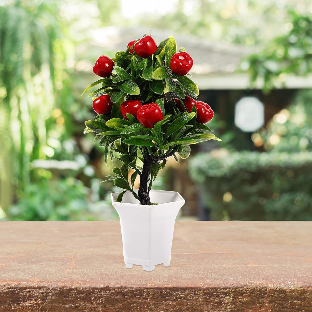 Simulated Apple Ornaments Faux Apples Artificial Fruit Tree Decor with Pot for Home Kitchen Dining Table Living Room Desk Decoration