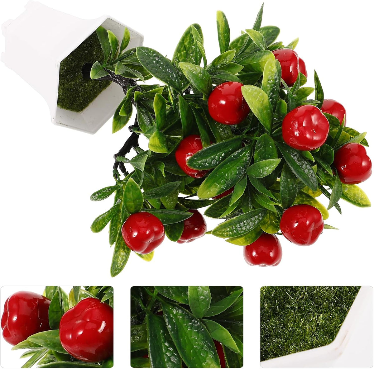 Simulated Apple Ornaments Faux Apples Artificial Fruit Tree Decor with Pot for Home Kitchen Dining Table Living Room Desk Decoration