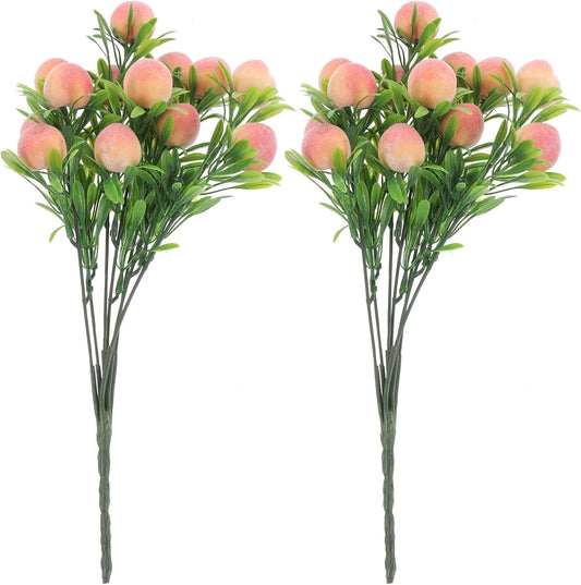 2 Pack Artificial Peach Branches Fake Fruit Branches Vase Filler Peach Stem Decor for Home Wedding Party Centerpieces DIY Crafts 12.79 X 3.93 X 3.93 in