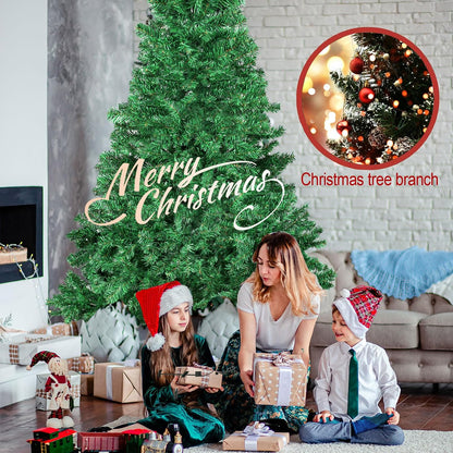 7FT Artificial Christmas Tree, 1000 PVC Tips Full Hinged Spruce Tree with Foldable Metal Stand, Easy Assembly Xmas Tree for Home Office Holiday Party Indoor Outdoor Decoration (Green) (Green, 7FT)