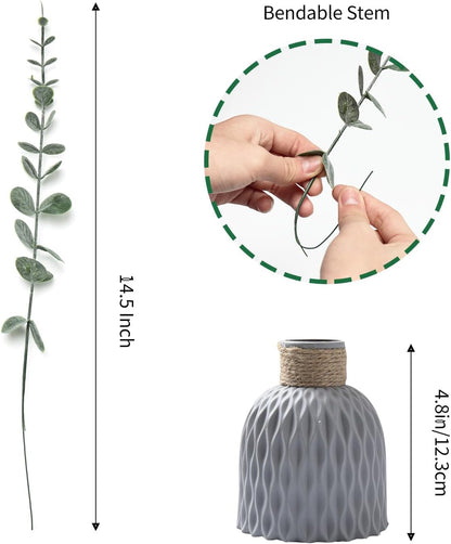 Artificial Eucalyptus Stems, Faux Silver Dollar Eucalyptus Leaves, Realistic Greenery Branches for Vase Filler, Wedding Greenery, Farmhouse Home Decor, Shower Eucalyptus Decoration