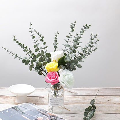 Artificial Eucalyptus Stems, Faux Silver Dollar Eucalyptus Leaves, Realistic Greenery Branches for Vase Filler, Wedding Greenery, Farmhouse Home Decor, Shower Eucalyptus Decoration
