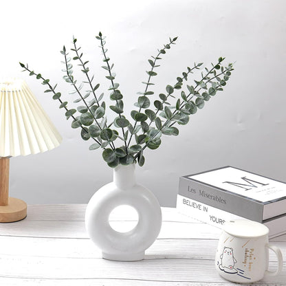 Artificial Eucalyptus Stems, Faux Silver Dollar Eucalyptus Leaves, Realistic Greenery Branches for Vase Filler, Wedding Greenery, Farmhouse Home Decor, Shower Eucalyptus Decoration
