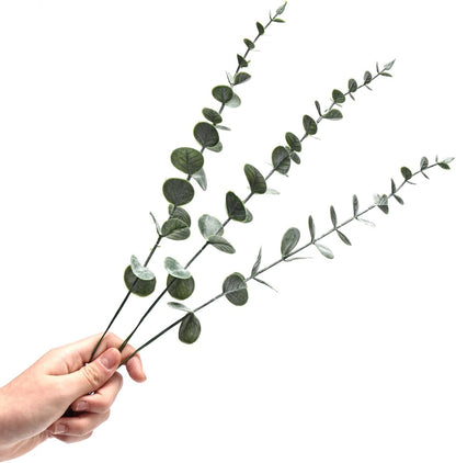 Artificial Eucalyptus Stems, Faux Silver Dollar Eucalyptus Leaves, Realistic Greenery Branches for Vase Filler, Wedding Greenery, Farmhouse Home Decor, Shower Eucalyptus Decoration