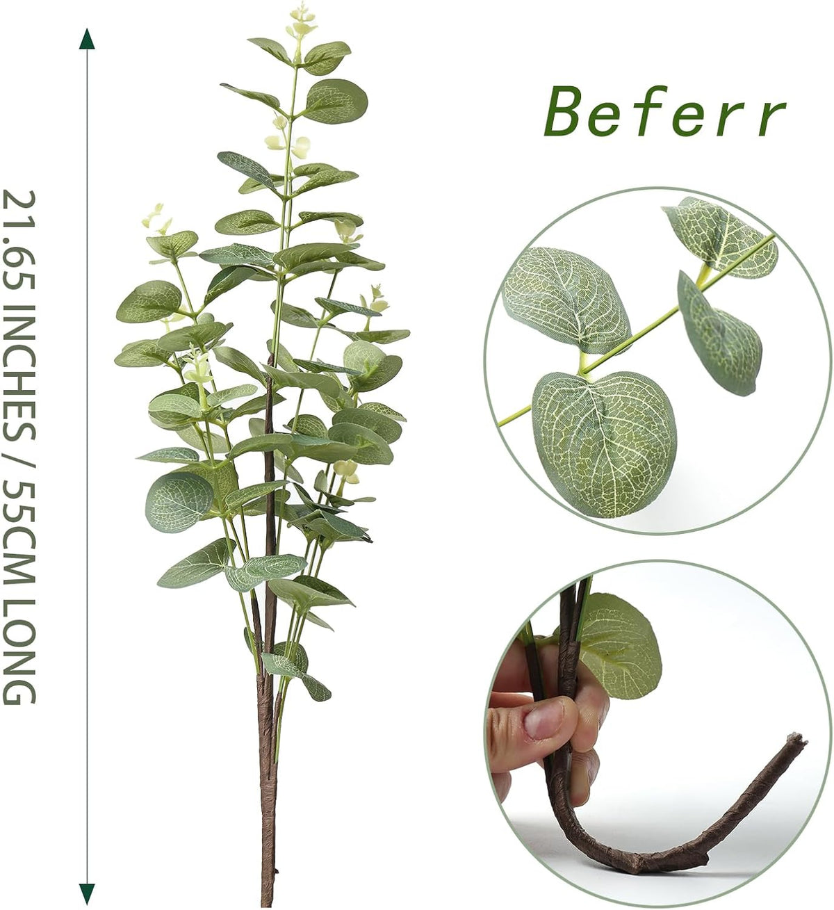 Artificial Eucalyptus Stems, Faux Silver Dollar Eucalyptus Leaves, Realistic Greenery Branches for Vase Filler, Wedding Greenery, Farmhouse Home Decor, Shower Eucalyptus Decoration