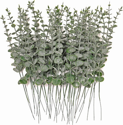Artificial Eucalyptus Stems, Faux Silver Dollar Eucalyptus Leaves, Realistic Greenery Branches for Vase Filler, Wedding Greenery, Farmhouse Home Decor, Shower Eucalyptus Decoration