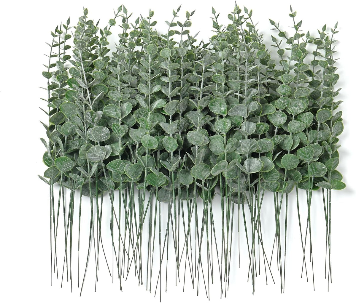 Artificial Eucalyptus Stems, Faux Silver Dollar Eucalyptus Leaves, Realistic Greenery Branches for Vase Filler, Wedding Greenery, Farmhouse Home Decor, Shower Eucalyptus Decoration
