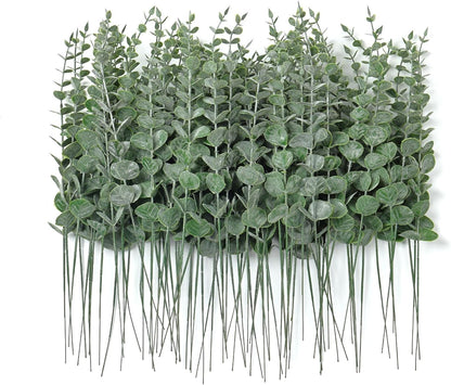 Artificial Eucalyptus Stems, Faux Silver Dollar Eucalyptus Leaves, Realistic Greenery Branches for Vase Filler, Wedding Greenery, Farmhouse Home Decor, Shower Eucalyptus Decoration