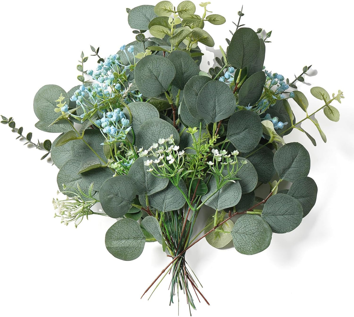 Artificial Eucalyptus Stems, Faux Silver Dollar Eucalyptus Leaves, Realistic Greenery Branches for Vase Filler, Wedding Greenery, Farmhouse Home Decor, Shower Eucalyptus Decoration
