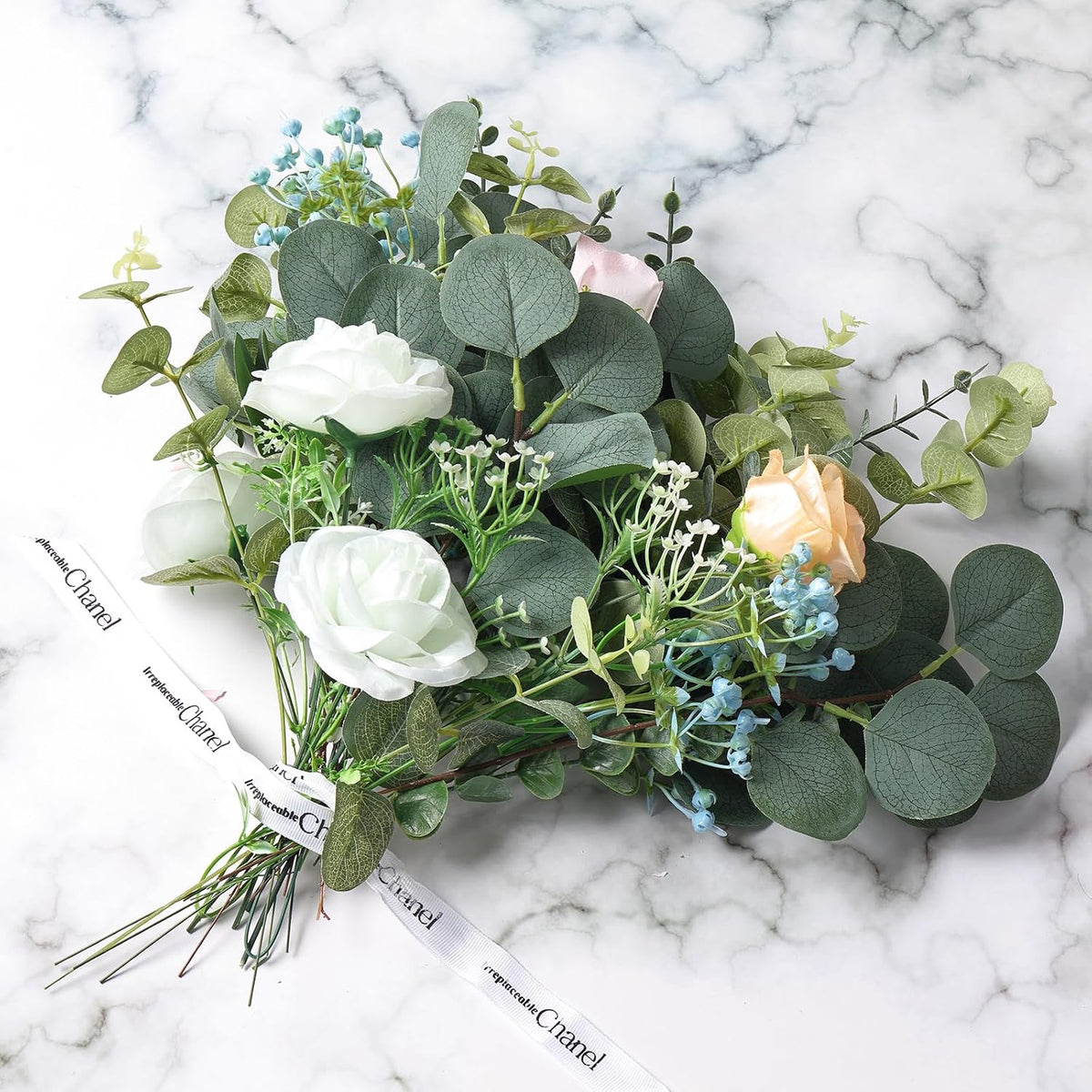 Artificial Eucalyptus Stems, Faux Silver Dollar Eucalyptus Leaves, Realistic Greenery Branches for Vase Filler, Wedding Greenery, Farmhouse Home Decor, Shower Eucalyptus Decoration