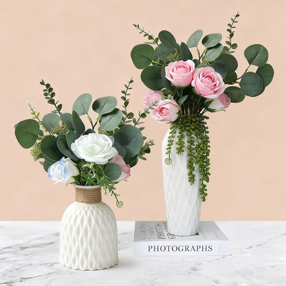 Artificial Eucalyptus Stems, Faux Silver Dollar Eucalyptus Leaves, Realistic Greenery Branches for Vase Filler, Wedding Greenery, Farmhouse Home Decor, Shower Eucalyptus Decoration