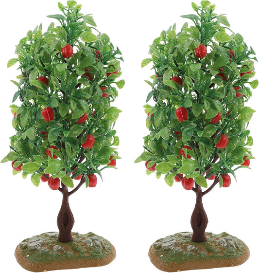 Large Fruit Tree Ornaments 8.3 Inch Miniature Apple Trees for DIY Crafts and Fairy Garden Decor Realistic Plastic Model Trees for Dollhouse Scenery and Model Train Accessories