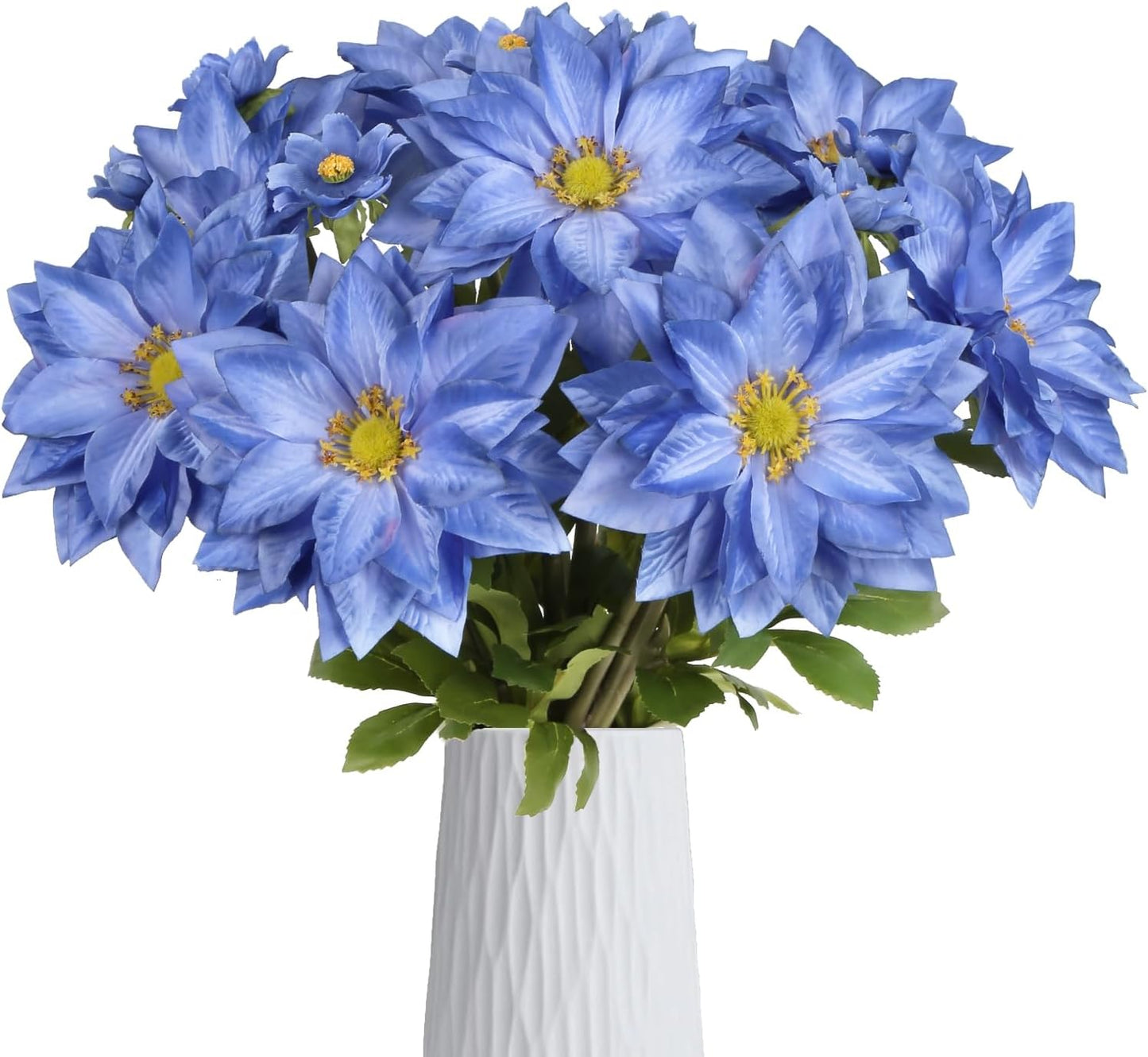 8 Pack Blue Dahlia Artificial Flowers 18 Inch Faux Dahlias Silk Dahlia Stems Real Looking Artificial Dahlias for Home Wedding Party Table Centerpieces Bouquets Decoracion(Blue)