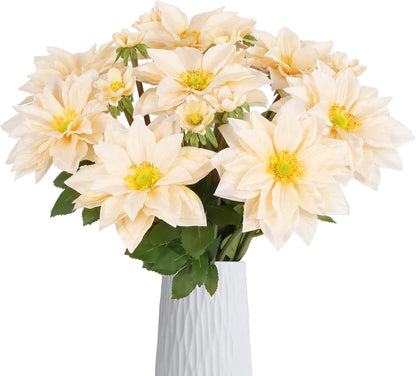 8 Pack Blue Dahlia Artificial Flowers 18 Inch Faux Dahlias Silk Dahlia Stems Real Looking Artificial Dahlias for Home Wedding Party Table Centerpieces Bouquets Decoracion(Blue)