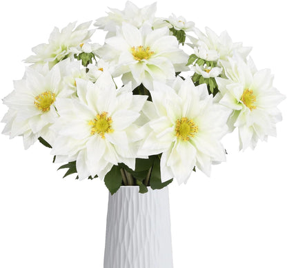8 Pack Blue Dahlia Artificial Flowers 18 Inch Faux Dahlias Silk Dahlia Stems Real Looking Artificial Dahlias for Home Wedding Party Table Centerpieces Bouquets Decoracion(Blue)
