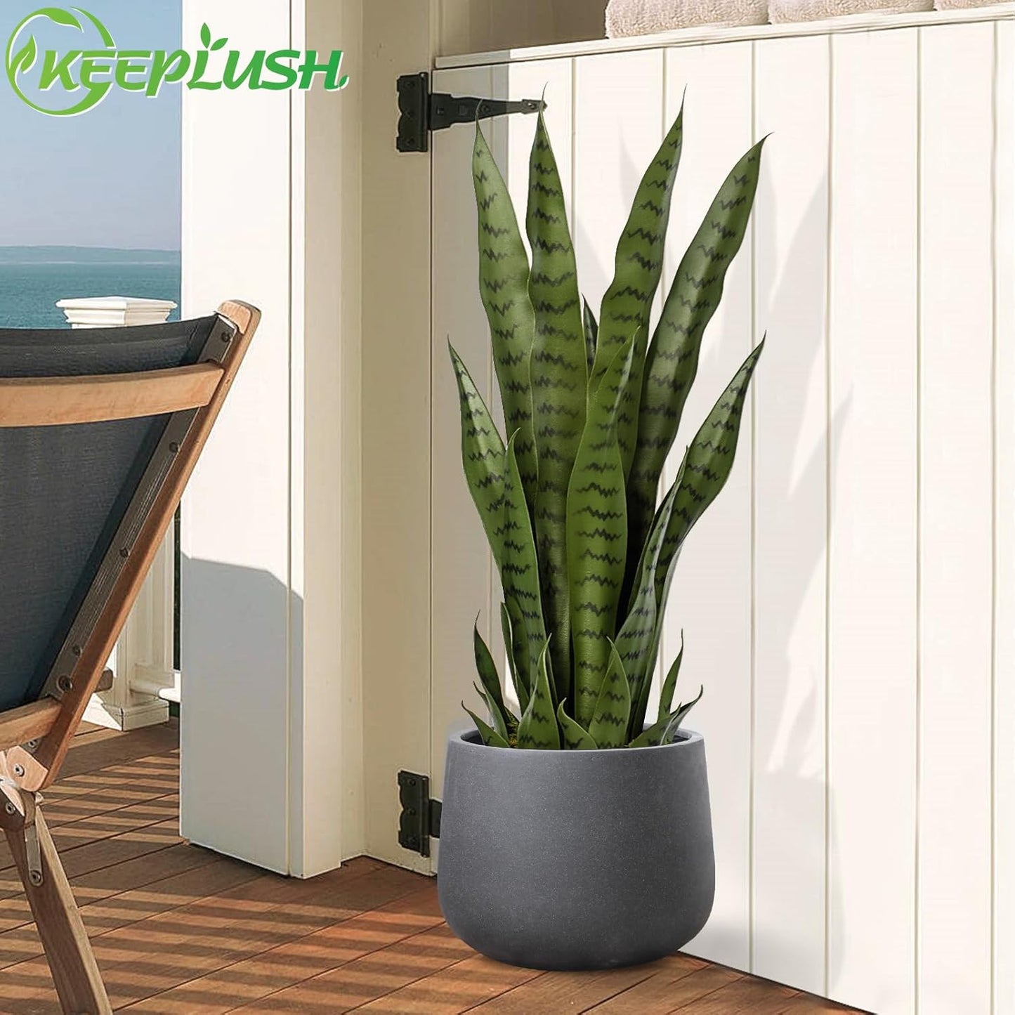 4ft Artificial Snake Plant – 46in Faux Sansevieria Plants, Fake Floor Plant for Indoor Outdoor, Front Porch Patio Home Office Decor, Mother-in-Law’s Tongue, Green 1Pcs