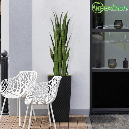 4ft Artificial Snake Plant – 46in Faux Sansevieria Plants, Fake Floor Plant for Indoor Outdoor, Front Porch Patio Home Office Decor, Mother-in-Law’s Tongue, Green 1Pcs