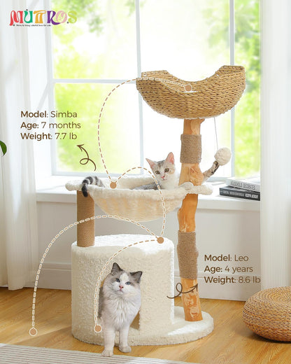 40" Cactus Cat Tree with Hammock, Condo & Sisal Post, Green