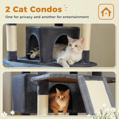 40" Cactus Cat Tree with Hammock, Condo & Sisal Post, Green