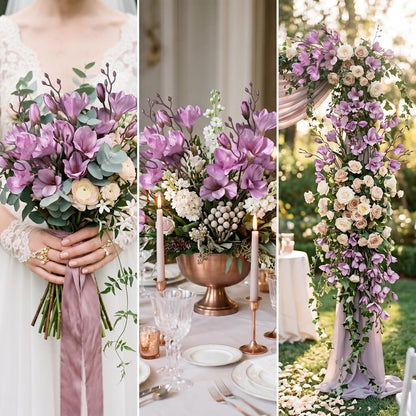 8 Pack 16 Inch Artificial Magnolia Flowers Stem Faux Magnolia Branches Silk Flowers Bendable Stem for Vase Arrangement Wedding Decor Party Centerpieces Home Decoration(Blue)
