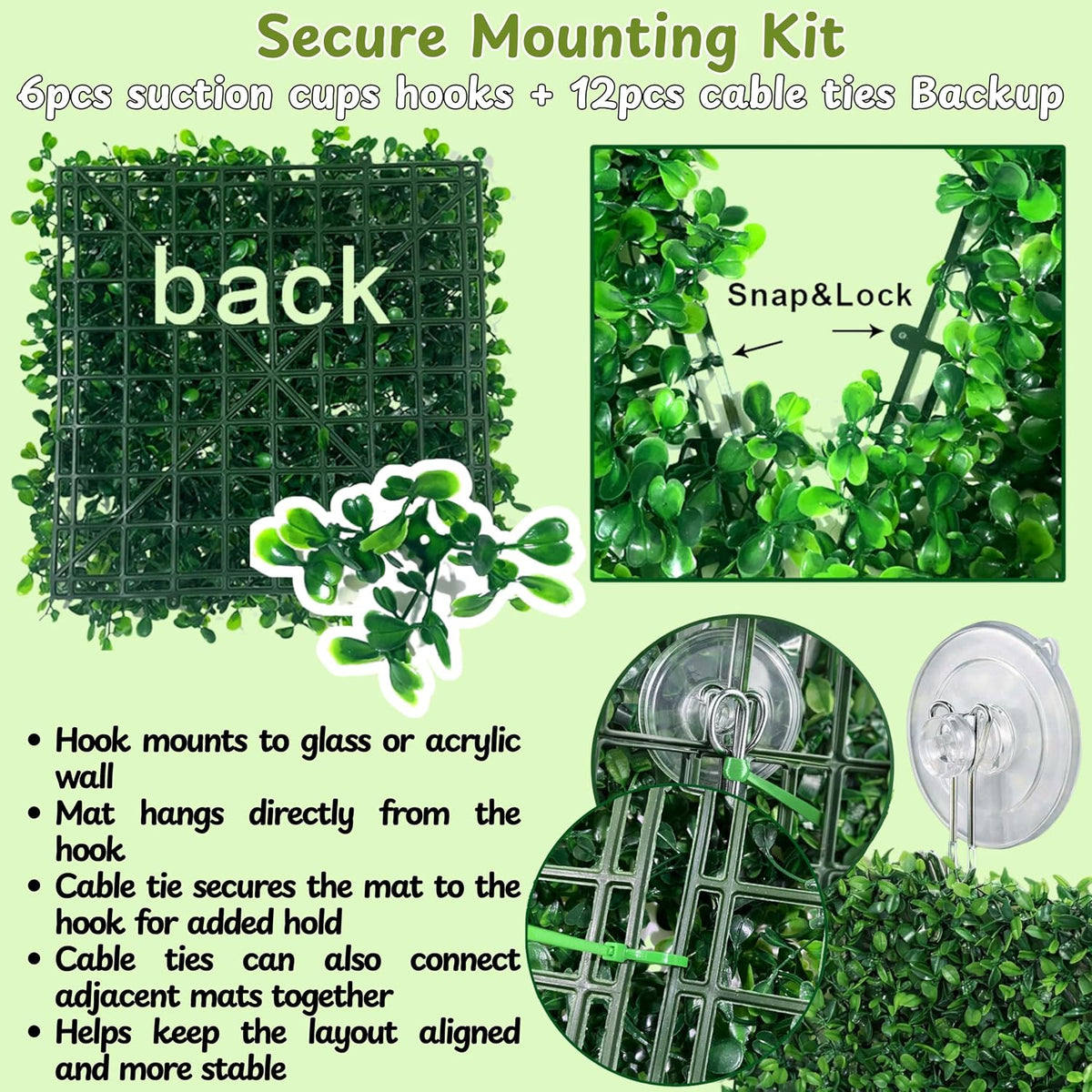 Hermit Crab Climbing Wall Enrichment Toys, Climbing Wall Toys With Suction Cups And Cable Ties, Faux Grass Mats Accessories for Tank Aquarium Exploration Habitat, Hermit Crab Tank (Green Decorations)