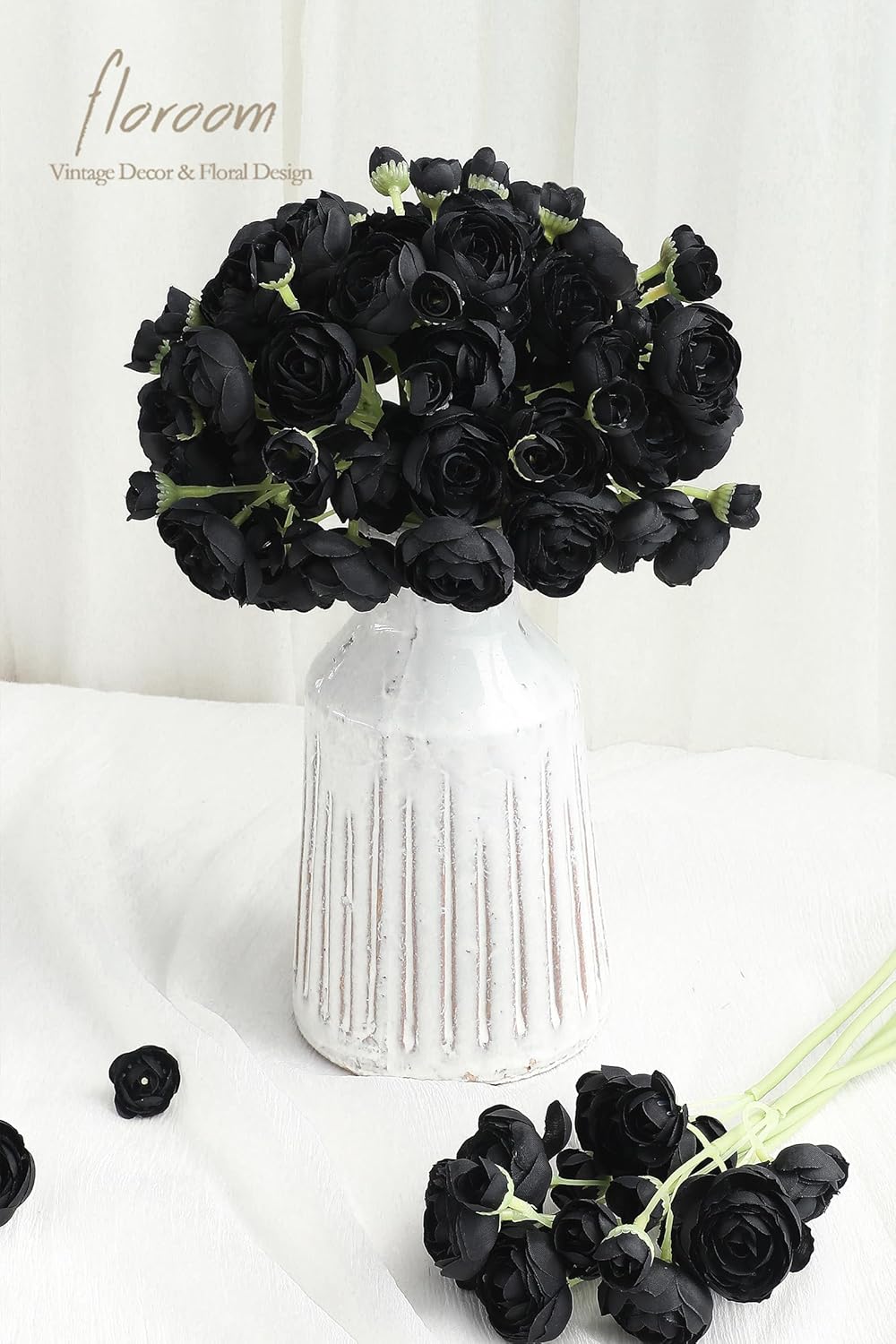 Ranunculus Artificial Flowers 18 Pcs Dusty Rose Faux Silk Mini Ranunculus Bulk Fake Wedding Filler Flowers for DIY Bouquets, Centerpieces, Bridal Shower Decorations & Arrangements