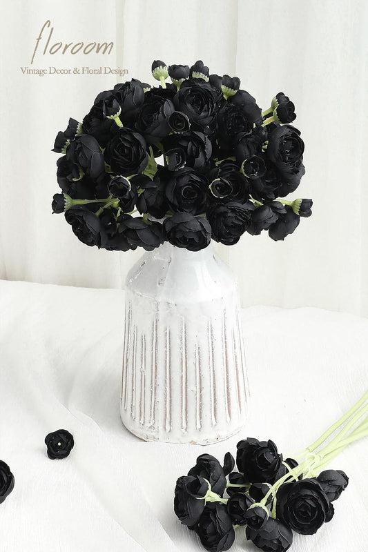 Ranunculus Artificial Flowers 18 Pcs Dusty Rose Faux Silk Mini Ranunculus Bulk Fake Wedding Filler Flowers for DIY Bouquets, Centerpieces, Bridal Shower Decorations & Arrangements