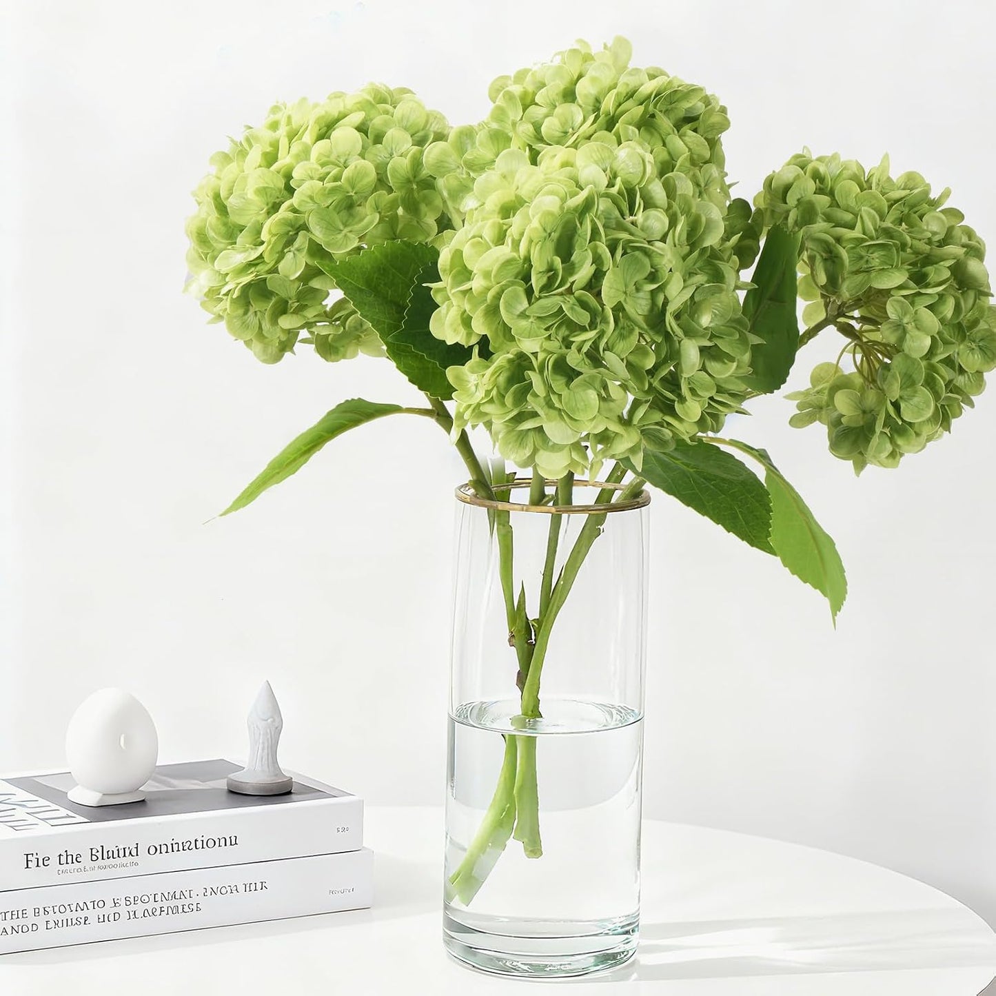 20" 4Pcs Blue Faux Hydrangea Flowers with Leaves Stems | Real Touch Fake Hydrangeas Bouquet Hydrangea Artificial Flowers for Centerpiece Arrangements Wedding Party Home Décor