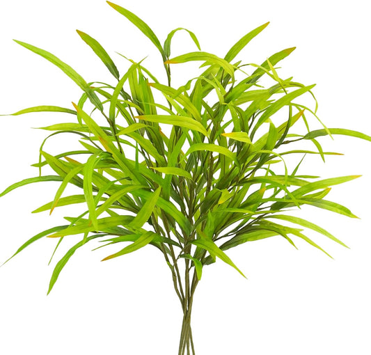 obbsie 6Pcs Artificial Fall Leaves Grass Stems, 27.5" Fall Leaf Spray Plants Autumn Greenery Stems for Home Floral Arrangement Kitchen Office Harvest Thanksgiving Fall Decorations, Yellow