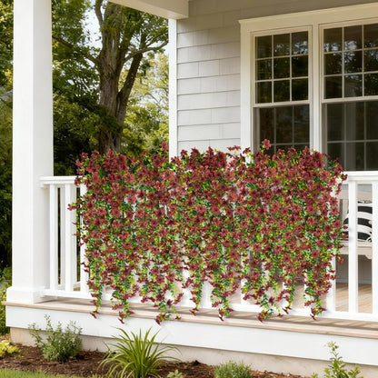 INQCMY Artificial Fake Hanging Flowers Plants for Outdoor Summer Decoration | 2 PCS Faux Silk Daisy with Eucalyptus Leaves,UV Resistant Look Real for Outside Home Planter Porch Patio Balcony Yard Decor