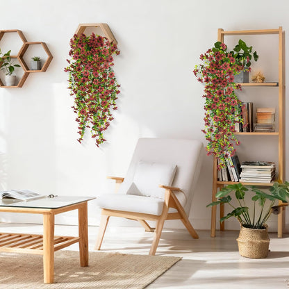 INQCMY Artificial Fake Hanging Flowers Plants for Outdoor Summer Decoration | 2 PCS Faux Silk Daisy with Eucalyptus Leaves,UV Resistant Look Real for Outside Home Planter Porch Patio Balcony Yard Decor