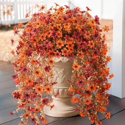 INQCMY Artificial Fake Hanging Flowers Plants for Outdoor Summer Decoration | 2 PCS Faux Silk Daisy with Eucalyptus Leaves,UV Resistant Look Real for Outside Home Planter Porch Patio Balcony Yard Decor