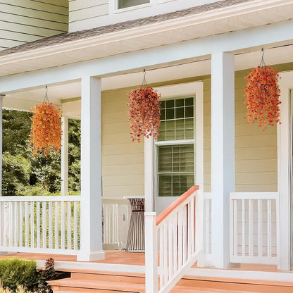 INQCMY Artificial Fake Hanging Flowers Plants for Outdoor Summer Decoration | 2 PCS Faux Silk Daisy with Eucalyptus Leaves,UV Resistant Look Real for Outside Home Planter Porch Patio Balcony Yard Decor