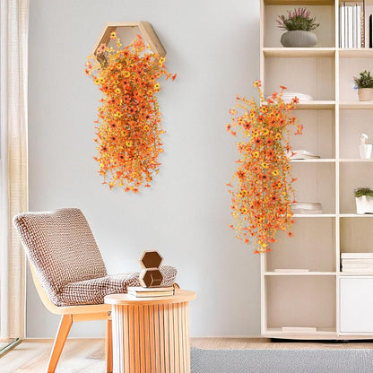INQCMY Artificial Fake Hanging Flowers Plants for Outdoor Summer Decoration | 2 PCS Faux Silk Daisy with Eucalyptus Leaves,UV Resistant Look Real for Outside Home Planter Porch Patio Balcony Yard Decor