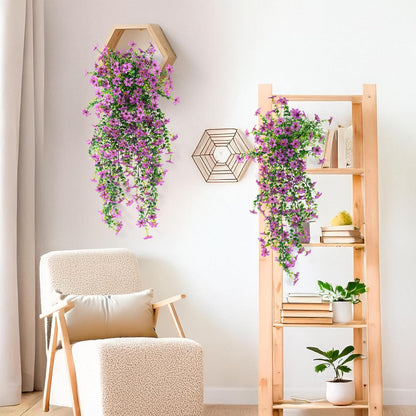 INQCMY Artificial Fake Hanging Flowers Plants for Outdoor Summer Decoration | 2 PCS Faux Silk Daisy with Eucalyptus Leaves,UV Resistant Look Real for Outside Home Planter Porch Patio Balcony Yard Decor