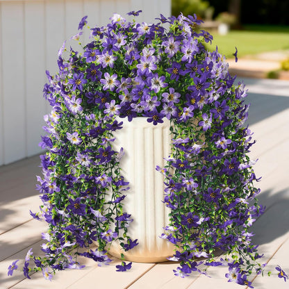 INQCMY Artificial Fake Hanging Flowers Plants for Outdoor Summer Decoration | 2 PCS Faux Silk Daisy with Eucalyptus Leaves,UV Resistant Look Real for Outside Home Planter Porch Patio Balcony Yard Decor