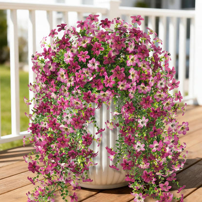 INQCMY Artificial Fake Hanging Flowers Plants for Outdoor Summer Decoration | 2 PCS Faux Silk Daisy with Eucalyptus Leaves,UV Resistant Look Real for Outside Home Planter Porch Patio Balcony Yard Decor