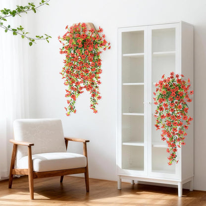 INQCMY Artificial Fake Hanging Flowers Plants for Outdoor Summer Decoration | 2 PCS Faux Silk Daisy with Eucalyptus Leaves,UV Resistant Look Real for Outside Home Planter Porch Patio Balcony Yard Decor