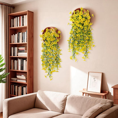 INQCMY Artificial Fake Hanging Flowers Plants for Outdoor Summer Decoration | 2 PCS Faux Silk Daisy with Eucalyptus Leaves,UV Resistant Look Real for Outside Home Planter Porch Patio Balcony Yard Decor