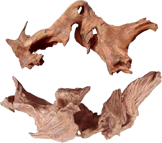 Natural Large Aquarium Driftwood for Fish Tanks & Reptile Terrariums – 100% Safe Fish Tank Decorations, 2-Piece 10-14 Inch Unique Twisted Branches Low Tannin, Easy to Sink