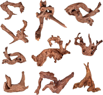 Natural Large Aquarium Driftwood for Fish Tanks & Reptile Terrariums – 100% Safe Fish Tank Decorations, 2-Piece 10-14 Inch Unique Twisted Branches Low Tannin, Easy to Sink