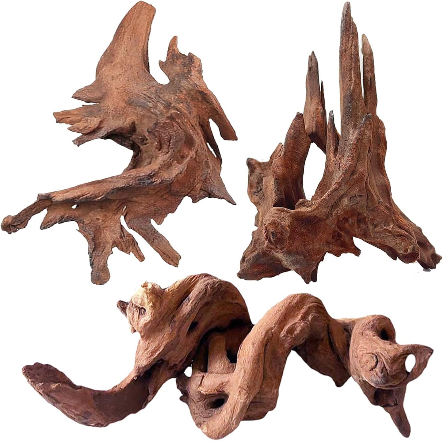 Natural Large Aquarium Driftwood for Fish Tanks & Reptile Terrariums – 100% Safe Fish Tank Decorations, 2-Piece 10-14 Inch Unique Twisted Branches Low Tannin, Easy to Sink