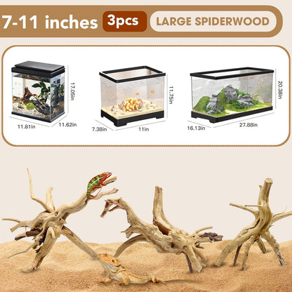 Natural Large Aquarium Driftwood for Fish Tanks & Reptile Terrariums – 100% Safe Fish Tank Decorations, 2-Piece 10-14 Inch Unique Twisted Branches Low Tannin, Easy to Sink