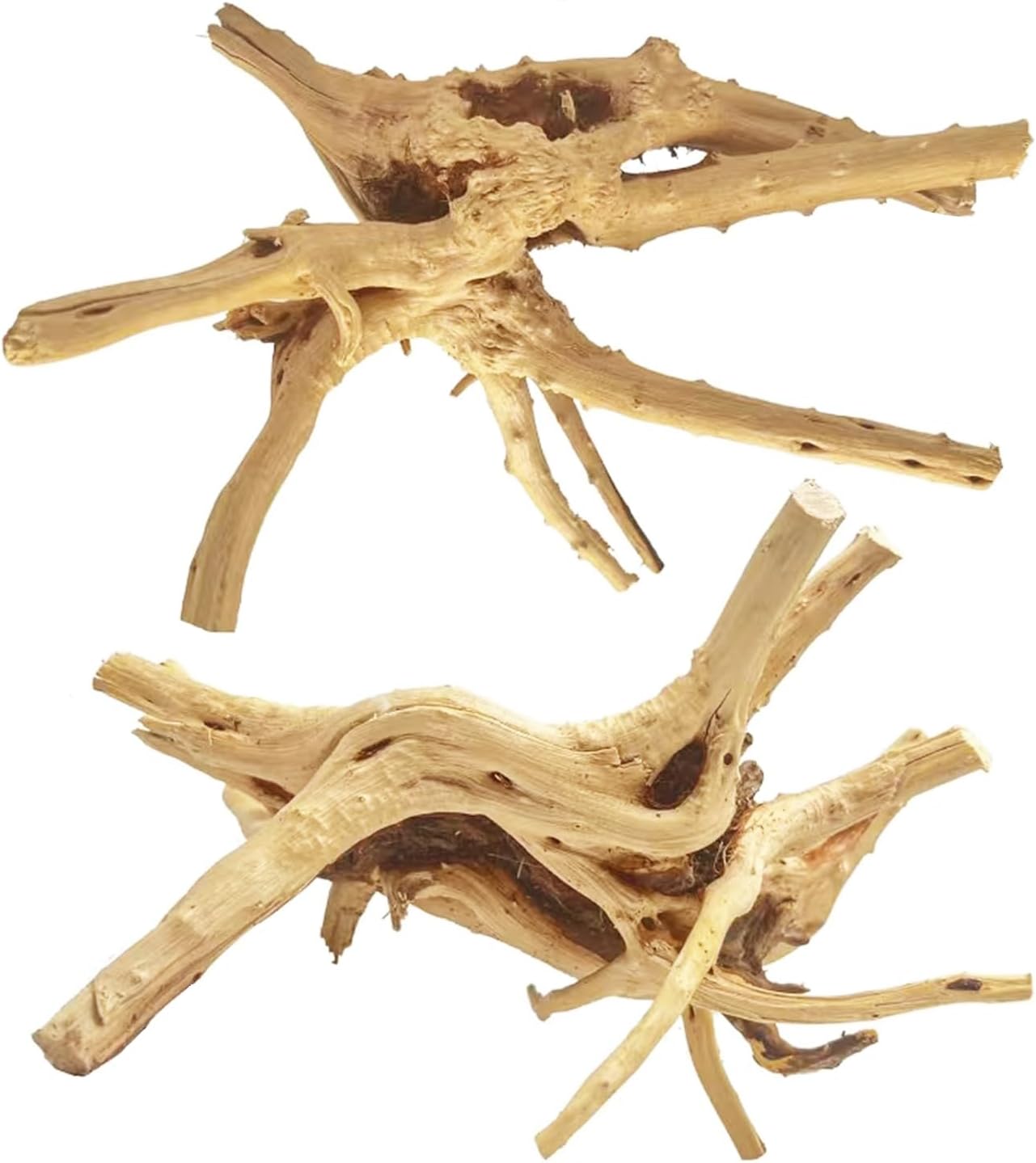 Natural Large Aquarium Driftwood for Fish Tanks & Reptile Terrariums – 100% Safe Fish Tank Decorations, 2-Piece 10-14 Inch Unique Twisted Branches Low Tannin, Easy to Sink