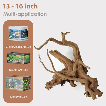 Natural Large Aquarium Driftwood for Fish Tanks & Reptile Terrariums – 100% Safe Fish Tank Decorations, 2-Piece 10-14 Inch Unique Twisted Branches Low Tannin, Easy to Sink