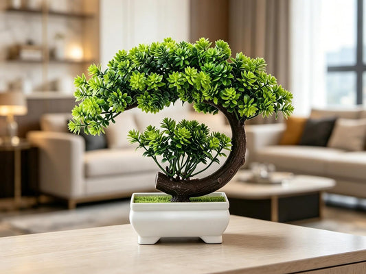 Artificial Plants Indoor Small Faux Plant with Pot for Home Desk Decor 8.5"