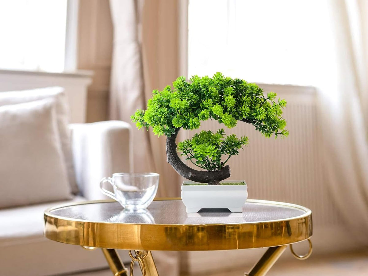 Artificial Plants Indoor Small Faux Plant with Pot for Home Desk Decor 8.5"