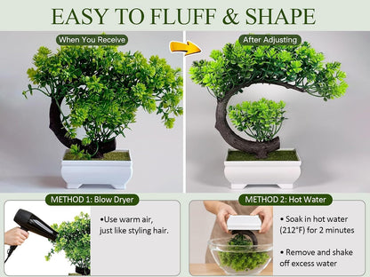 Artificial Plants Indoor Small Faux Plant with Pot for Home Desk Decor 8.5"