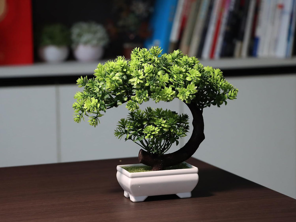 Artificial Plants Indoor Small Faux Plant with Pot for Home Desk Decor 8.5"