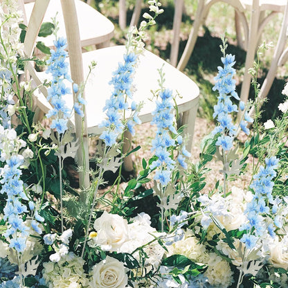 8PCS White Delphinium Artificial Flower Silk Larkspur Flowers 34.6'' Long Stem Plant Floral Silk Flowers Faux Bouquets for Tall Vase Floral Arrangements Floor Home Garden Outdoor Wedding Decor